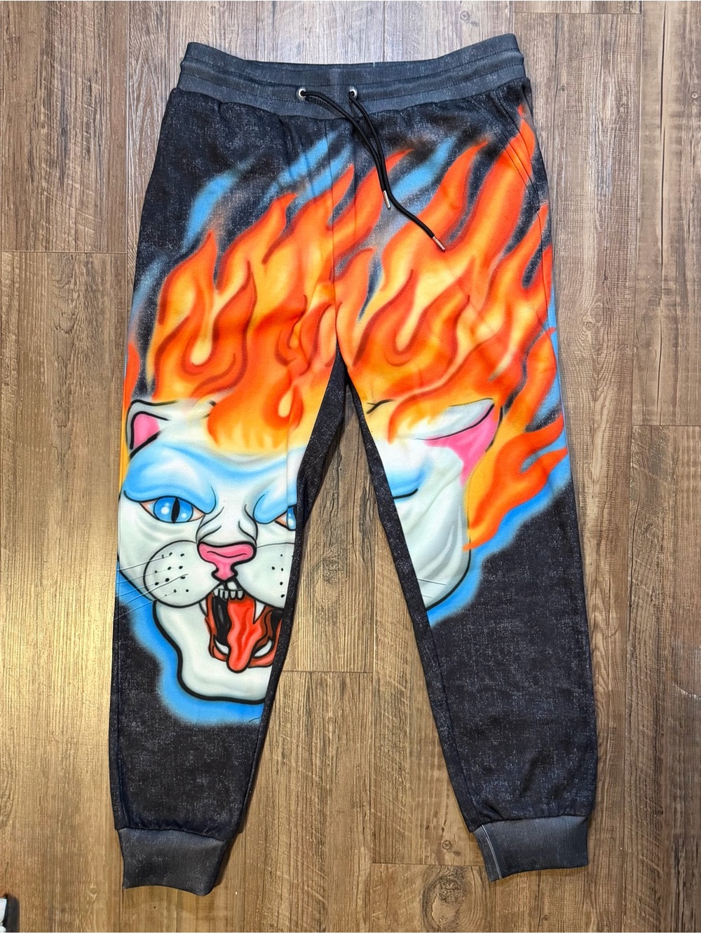 Ripndip Jogger Pants with Flaming Cat Graphic